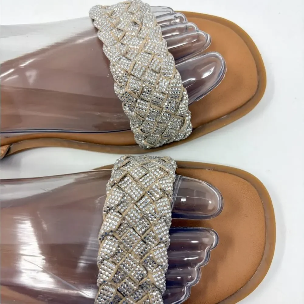 NEW Steve Madden Girl's Jnoahh Rhinestone Strappy Sandals, Size 5, MSRP $60